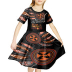 Australia NAIDOC 2024 Kid Short Sleeve Dress Blak Loud and Proud Aboriginal Lizard Art