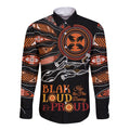 Australia NAIDOC 2024 Long Sleeve Button Shirt Blak Loud and Proud Aboriginal Lizard Art