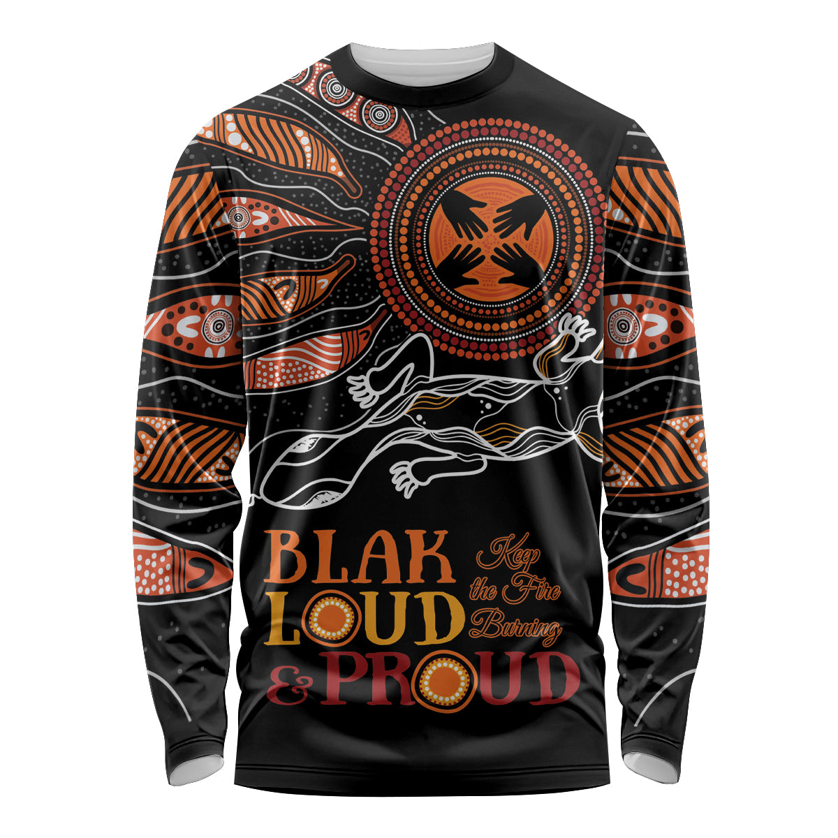 Australia NAIDOC 2024 Long Sleeve Shirt Blak Loud and Proud Aboriginal Lizard Art