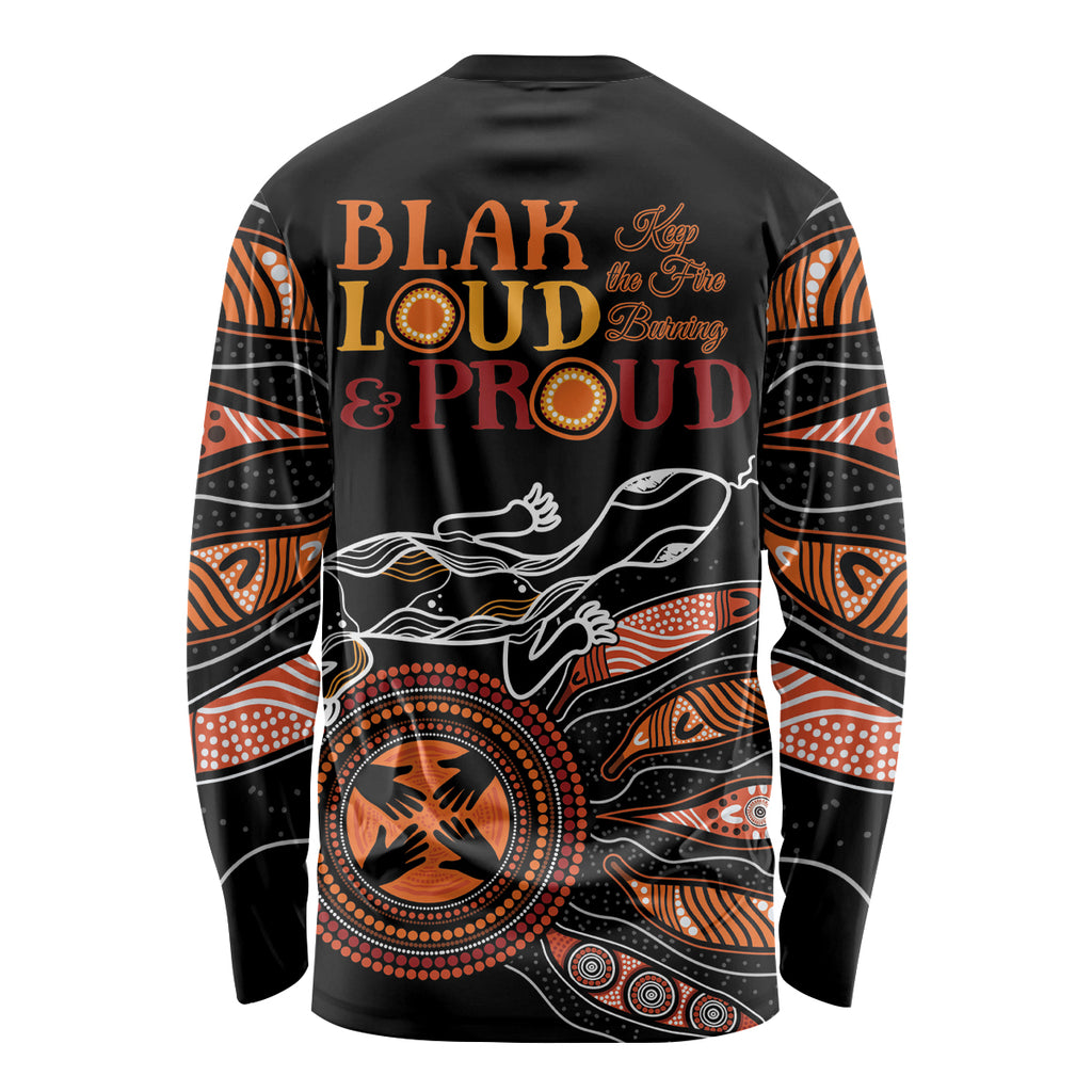 Australia NAIDOC 2024 Long Sleeve Shirt Blak Loud and Proud Aboriginal Lizard Art