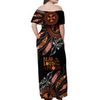 Australia NAIDOC 2024 Off Shoulder Maxi Dress Blak Loud and Proud Aboriginal Lizard Art