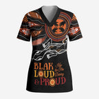 Australia NAIDOC 2024 Scrub Top Blak Loud and Proud Aboriginal Lizard Art - Aussie Hoodie