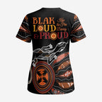 Australia NAIDOC 2024 Scrub Top Blak Loud and Proud Aboriginal Lizard Art - Aussie Hoodie