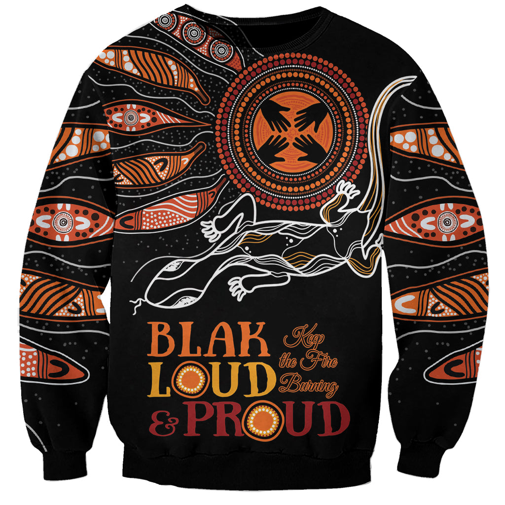 Australia NAIDOC 2024 Sweatshirt Blak Loud and Proud Aboriginal Lizard Art