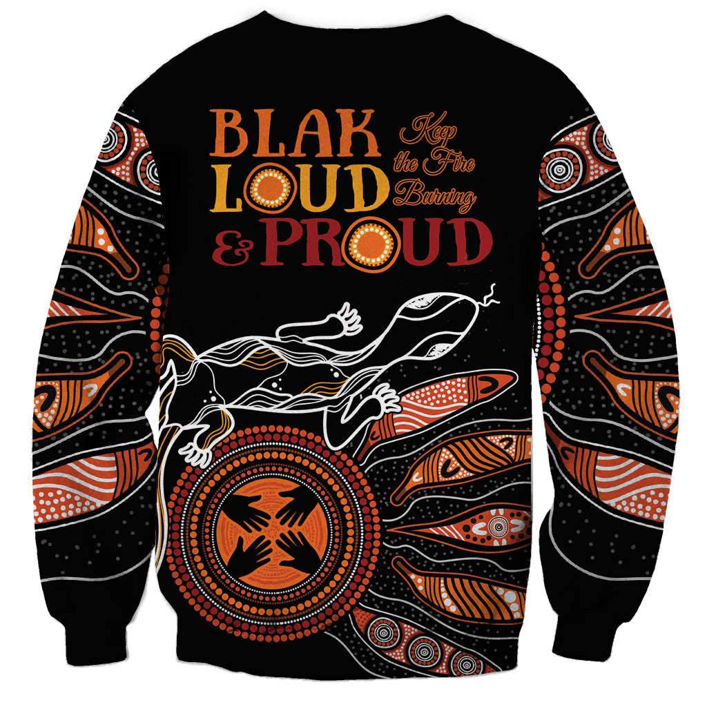 Australia NAIDOC 2024 Sweatshirt Blak Loud and Proud Aboriginal Lizard Art