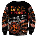 Australia NAIDOC 2024 Sweatshirt Blak Loud and Proud Aboriginal Lizard Art
