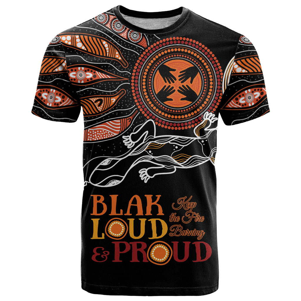 Australia NAIDOC 2024 T Shirt Blak Loud and Proud Aboriginal Lizard Art