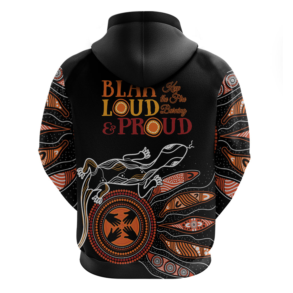 Australia NAIDOC 2024 Zip Hoodie Blak Loud and Proud Aboriginal Lizard Art