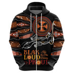 Australia NAIDOC 2024 Zip Hoodie Blak Loud and Proud Aboriginal Lizard Art
