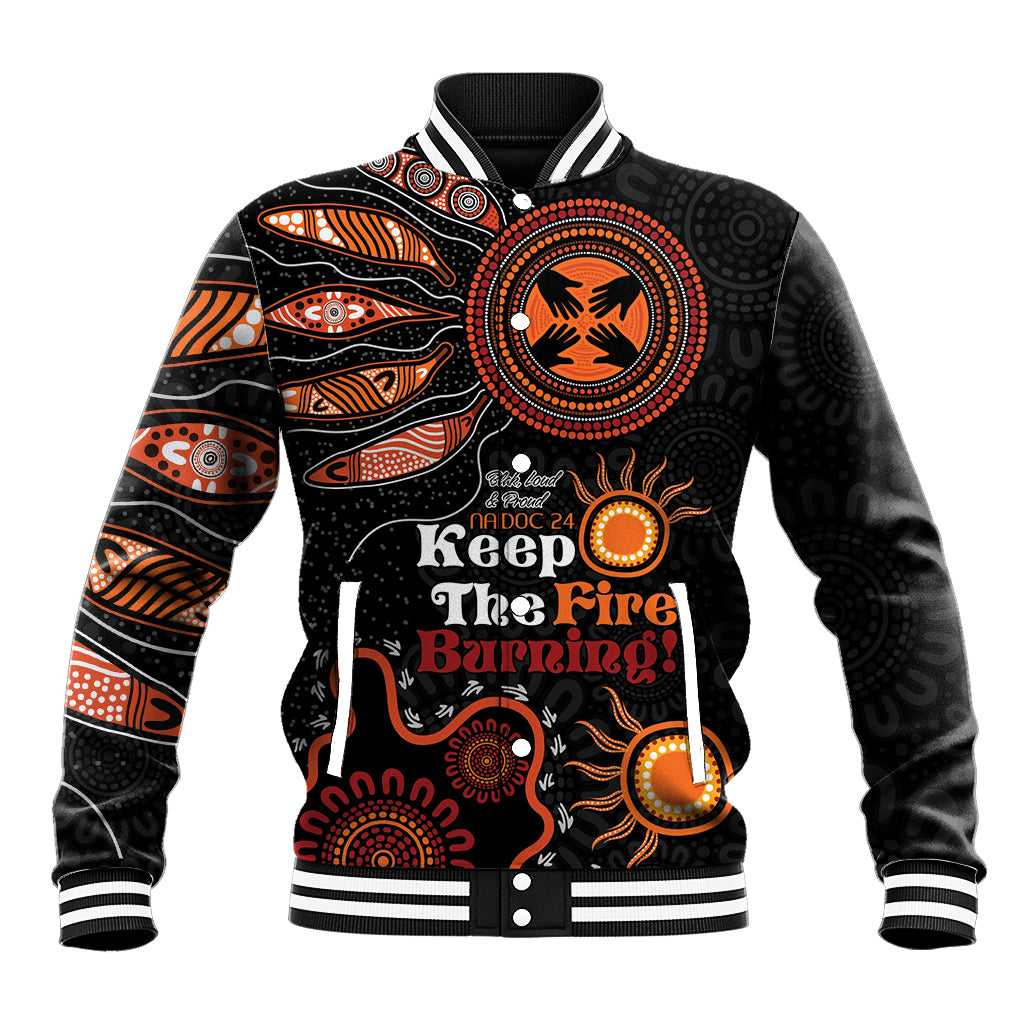 Australia NAIDOC 2024 Baseball Jacket Keep the Fire Burning Aboriginal Art