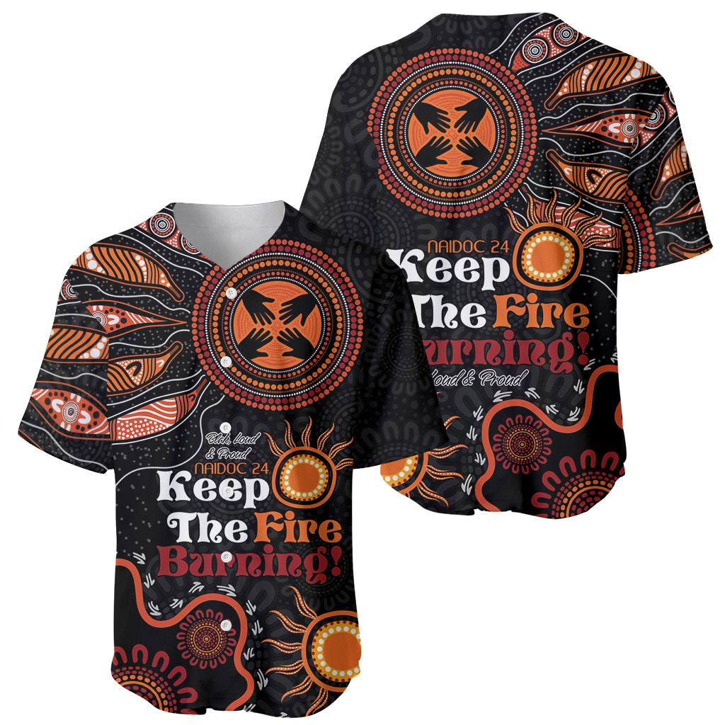 Australia NAIDOC 2024 Baseball Jersey Keep the Fire Burning Aboriginal Art