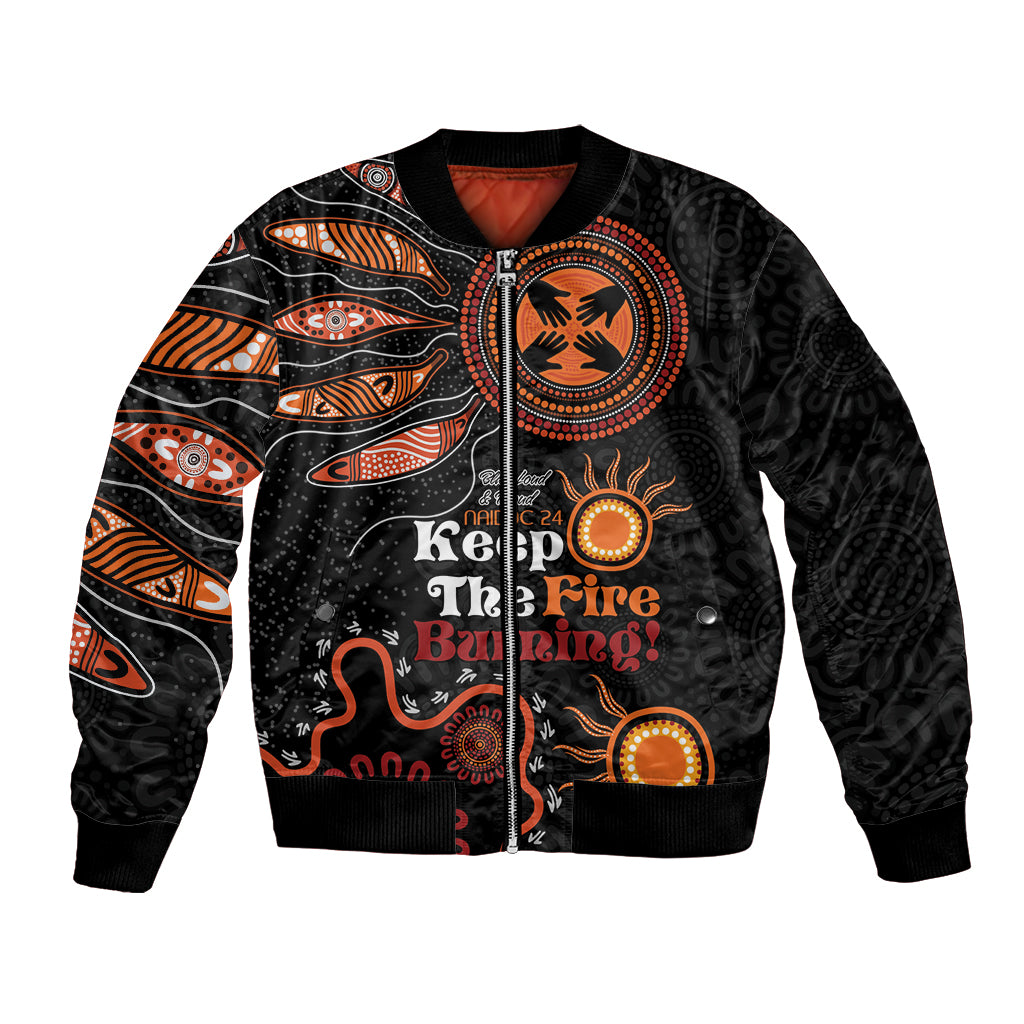 Australia NAIDOC 2024 Bomber Jacket Keep the Fire Burning Aboriginal Art