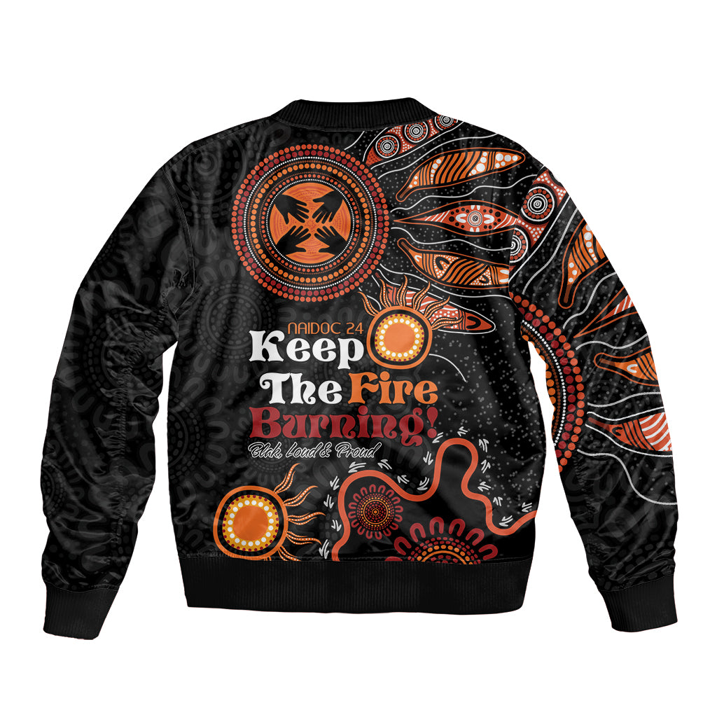 Australia NAIDOC 2024 Bomber Jacket Keep the Fire Burning Aboriginal Art