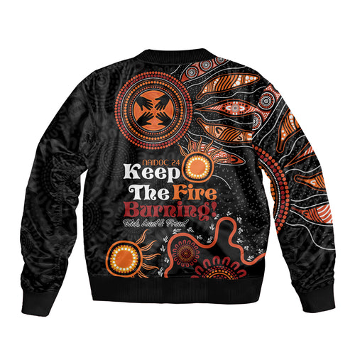 Australia NAIDOC 2024 Bomber Jacket Keep the Fire Burning Aboriginal Art