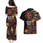 Australia NAIDOC 2024 Couples Matching Puletasi and Hawaiian Shirt Keep the Fire Burning Aboriginal Art
