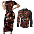 Australia NAIDOC 2024 Couples Matching Short Sleeve Bodycon Dress and Long Sleeve Button Shirt Keep the Fire Burning Aboriginal Art