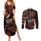 Australia NAIDOC 2024 Couples Matching Summer Maxi Dress and Long Sleeve Button Shirt Keep the Fire Burning Aboriginal Art