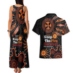 Australia NAIDOC 2024 Couples Matching Tank Maxi Dress and Hawaiian Shirt Keep the Fire Burning Aboriginal Art