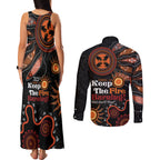 Australia NAIDOC 2024 Couples Matching Tank Maxi Dress and Long Sleeve Button Shirt Keep the Fire Burning Aboriginal Art