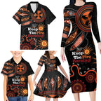 Australia NAIDOC 2024 Family Matching Long Sleeve Bodycon Dress and Hawaiian Shirt Keep the Fire Burning Aboriginal Art