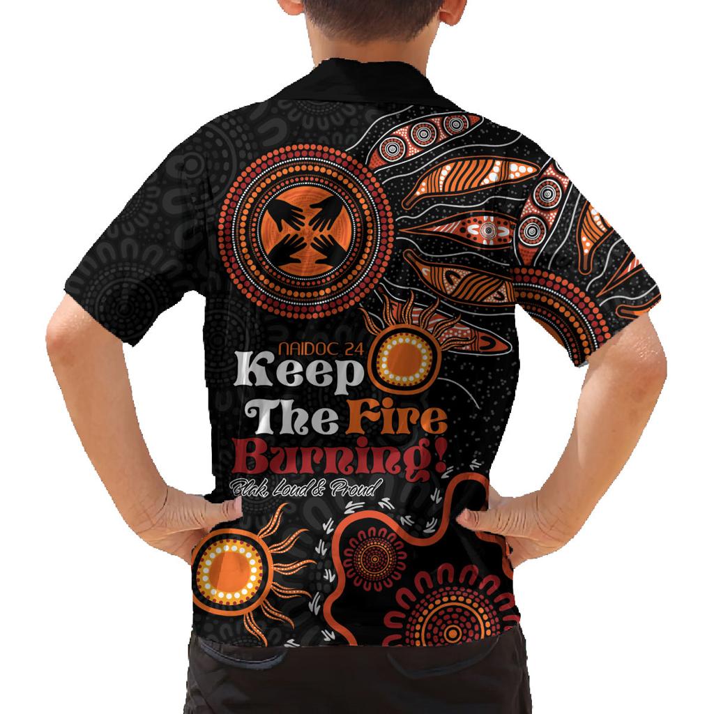Australia NAIDOC 2024 Family Matching Long Sleeve Bodycon Dress and Hawaiian Shirt Keep the Fire Burning Aboriginal Art