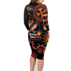 Australia NAIDOC 2024 Family Matching Long Sleeve Bodycon Dress and Hawaiian Shirt Keep the Fire Burning Aboriginal Art