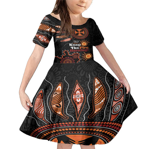 Australia NAIDOC 2024 Family Matching Mermaid Dress and Hawaiian Shirt Keep the Fire Burning Aboriginal Art