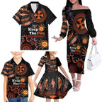 Australia NAIDOC 2024 Family Matching Off Shoulder Long Sleeve Dress and Hawaiian Shirt Keep the Fire Burning Aboriginal Art