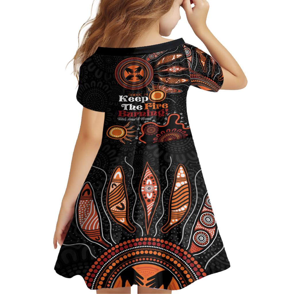 Australia NAIDOC 2024 Family Matching Puletasi and Hawaiian Shirt Keep the Fire Burning Aboriginal Art