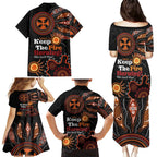 Australia NAIDOC 2024 Family Matching Puletasi and Hawaiian Shirt Keep the Fire Burning Aboriginal Art