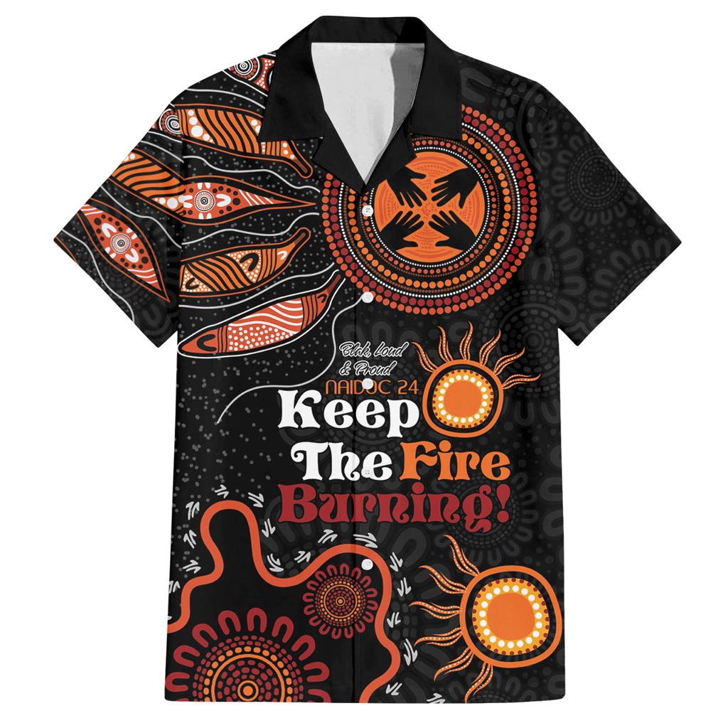 Australia NAIDOC 2024 Family Matching Puletasi and Hawaiian Shirt Keep the Fire Burning Aboriginal Art