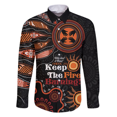 Australia NAIDOC 2024 Family Matching Puletasi and Hawaiian Shirt Keep the Fire Burning Aboriginal Art