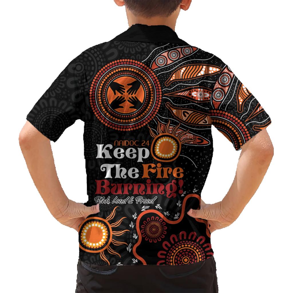 Australia NAIDOC 2024 Family Matching Short Sleeve Bodycon Dress and Hawaiian Shirt Keep the Fire Burning Aboriginal Art