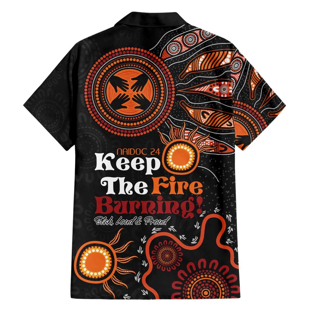 Australia NAIDOC 2024 Family Matching Short Sleeve Bodycon Dress and Hawaiian Shirt Keep the Fire Burning Aboriginal Art