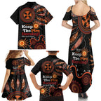 Australia NAIDOC 2024 Family Matching Summer Maxi Dress and Hawaiian Shirt Keep the Fire Burning Aboriginal Art