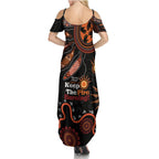 Australia NAIDOC 2024 Family Matching Summer Maxi Dress and Hawaiian Shirt Keep the Fire Burning Aboriginal Art