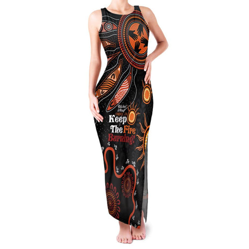 Australia NAIDOC 2024 Family Matching Tank Maxi Dress and Hawaiian Shirt Keep the Fire Burning Aboriginal Art
