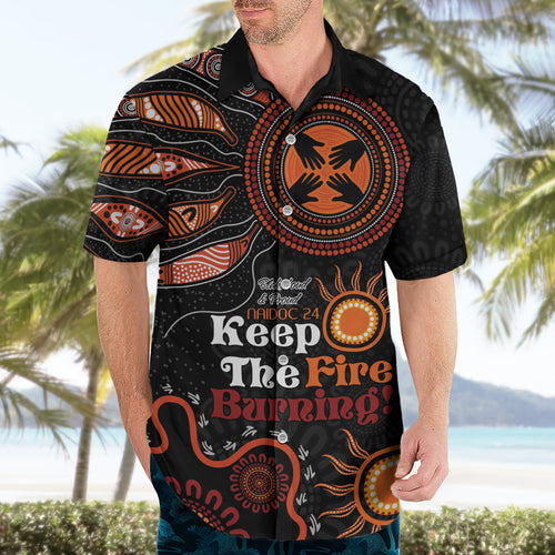 Australia NAIDOC 2024 Hawaiian Shirt Keep the Fire Burning Aboriginal Art