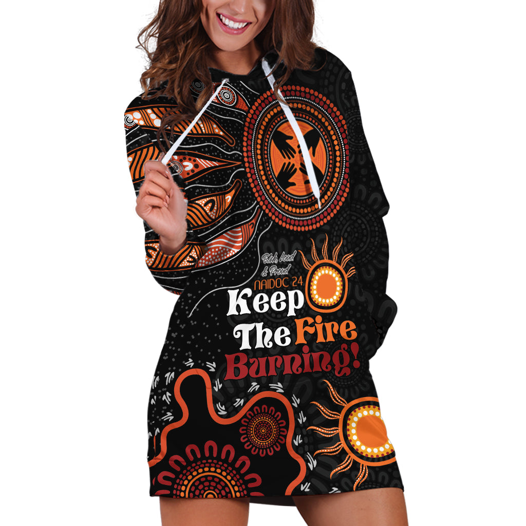 Australia NAIDOC 2024 Hoodie Dress Keep the Fire Burning Aboriginal Art
