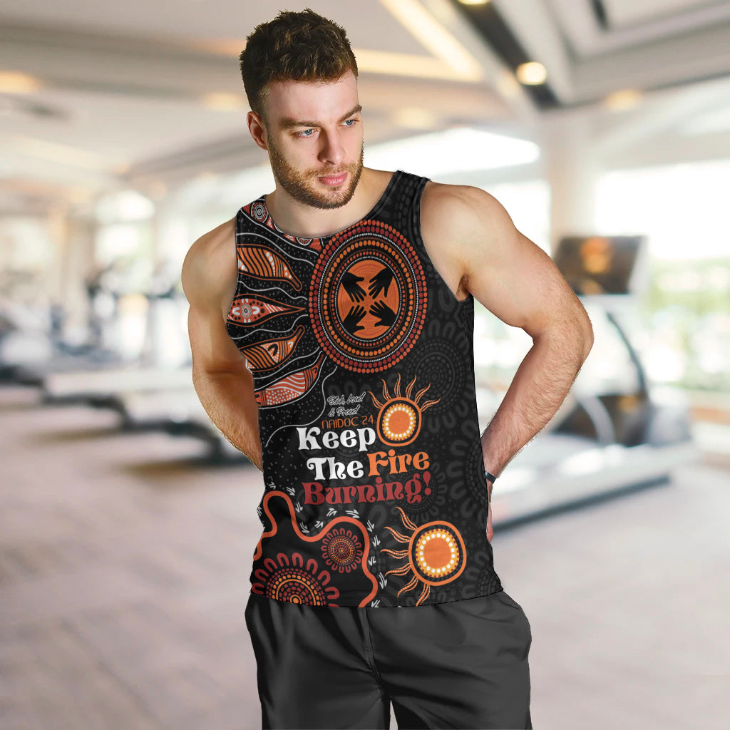 Australia NAIDOC 2024 Men Tank Top Keep the Fire Burning Aboriginal Art