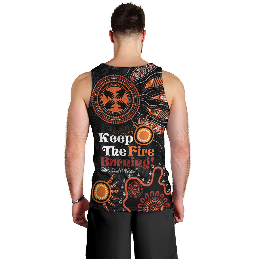 Australia NAIDOC 2024 Men Tank Top Keep the Fire Burning Aboriginal Art