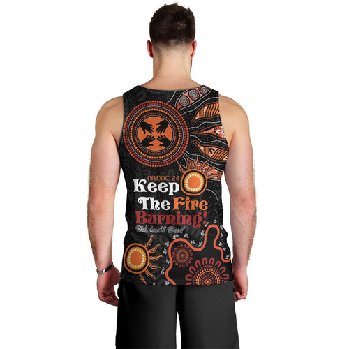 Australia NAIDOC 2024 Men Tank Top Keep the Fire Burning Aboriginal Art