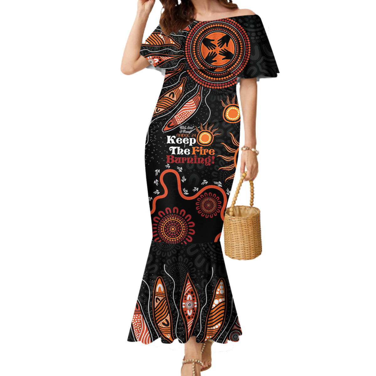 Australia NAIDOC 2024 Mermaid Dress Keep the Fire Burning Aboriginal Art