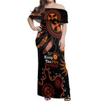 Australia NAIDOC 2024 Off Shoulder Maxi Dress Keep the Fire Burning Aboriginal Art