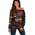 Australia NAIDOC 2024 Off Shoulder Sweater Keep the Fire Burning Aboriginal Art