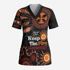 Australia NAIDOC 2024 Scrub Top Keep the Fire Burning Aboriginal Art - Aussie Hoodie