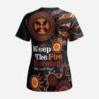 Australia NAIDOC 2024 Scrub Top Keep the Fire Burning Aboriginal Art - Aussie Hoodie