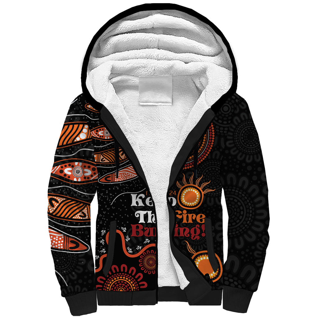 Australia NAIDOC 2024 Sherpa Hoodie Keep the Fire Burning Aboriginal Art