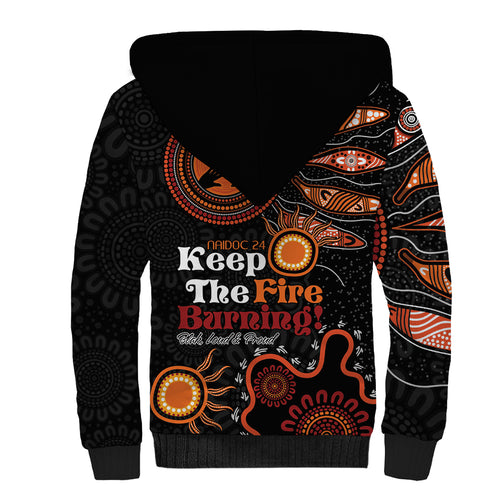 Australia NAIDOC 2024 Sherpa Hoodie Keep the Fire Burning Aboriginal Art