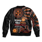 Australia NAIDOC 2024 Sleeve Zip Bomber Jacket Keep the Fire Burning Aboriginal Art